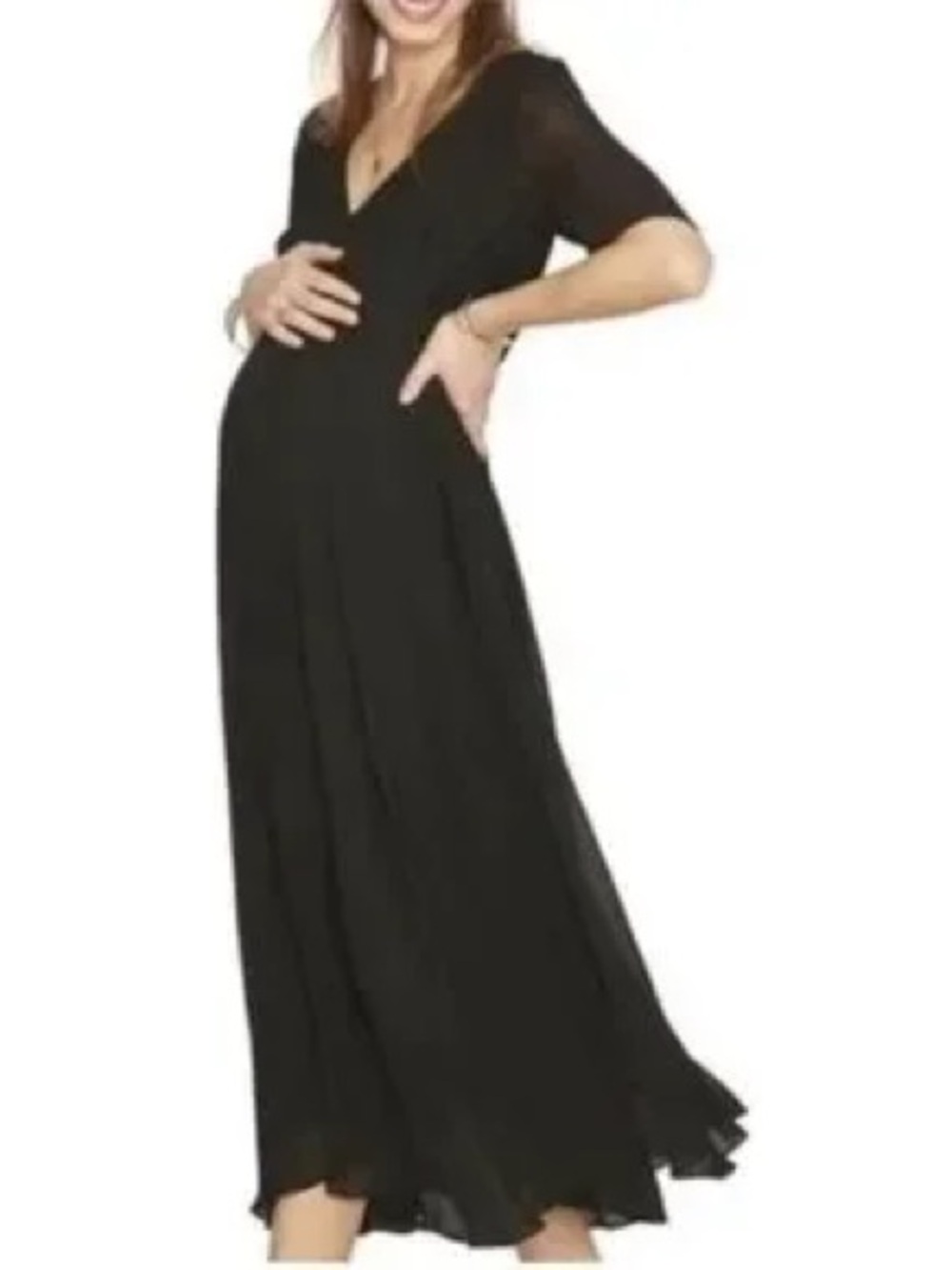 NWT Hatch Black Maternity Maya Maxi Dress with V-Neck Size O